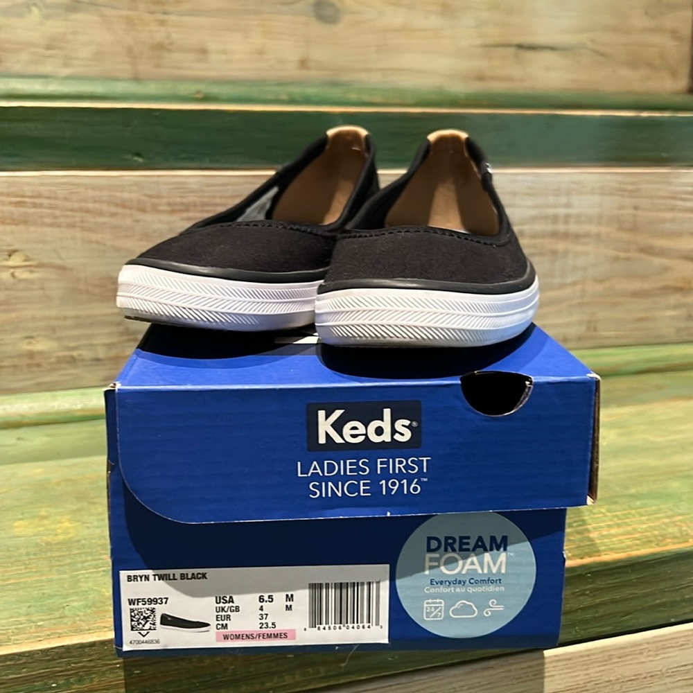 Women’s Size 6.5M Keds Bryn Twill Black Dream Foam Sneakers